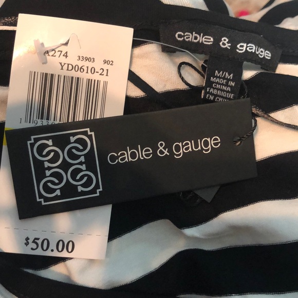 Cable & Gauge Front Tie Black & White Tee - Picture 7 of 8